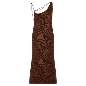 House of Sunny Shape Of My Heart Hockney Midi Dress in Chocolate, X-Small, NWT